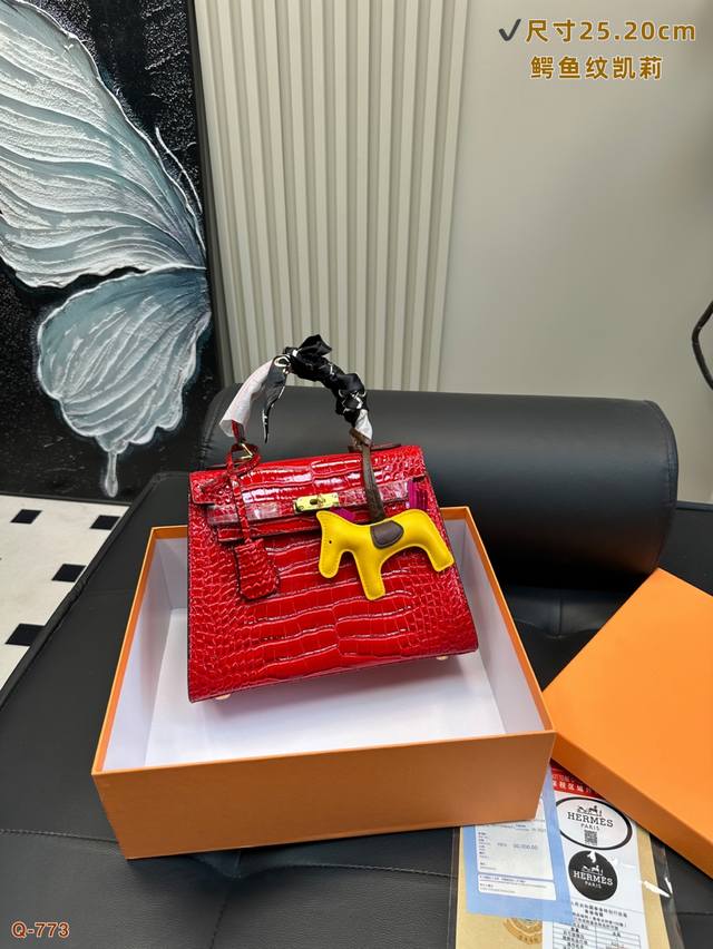 With Gift Box Hermes New Arrival Hermes Crocodile Pattern 25 Kelly Bag High-End