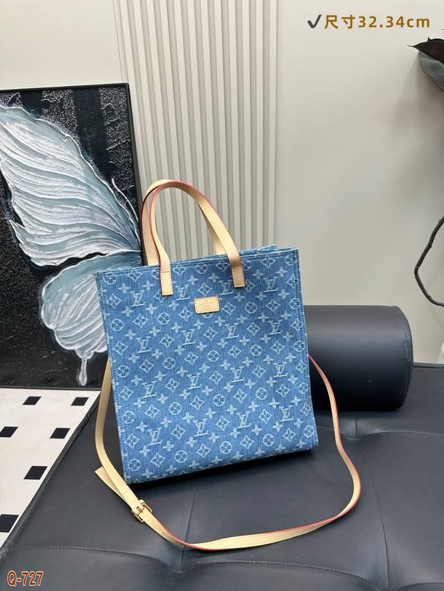 lv Retro High-End Denim Tote Bag Fashionable And Stylish Retro And Elegant Wi