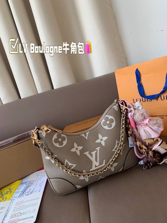 Leather Version With Scarf Lv Boulogne Messenger Bag Croissant Bag The New Boulo