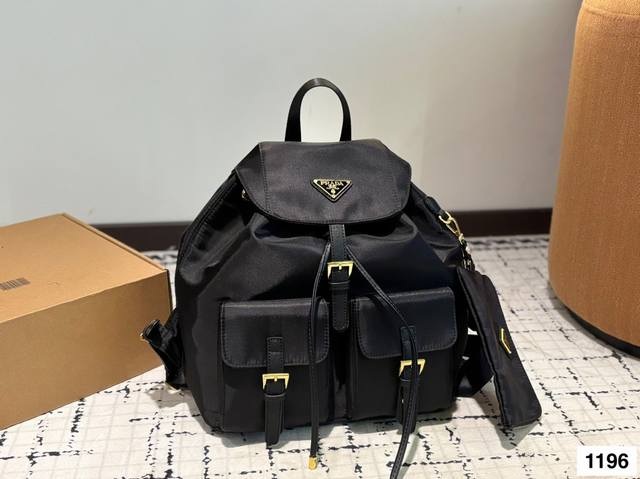 Prada Backpack Backpack Shape Is Very Practical And The Drawstring Design Is Ver