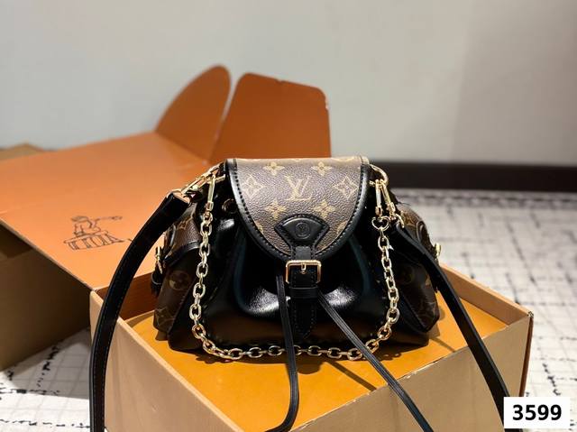 lv Odyssee Backpack New Style Old Flower Small Bb Backpack Top Quality Cowhid