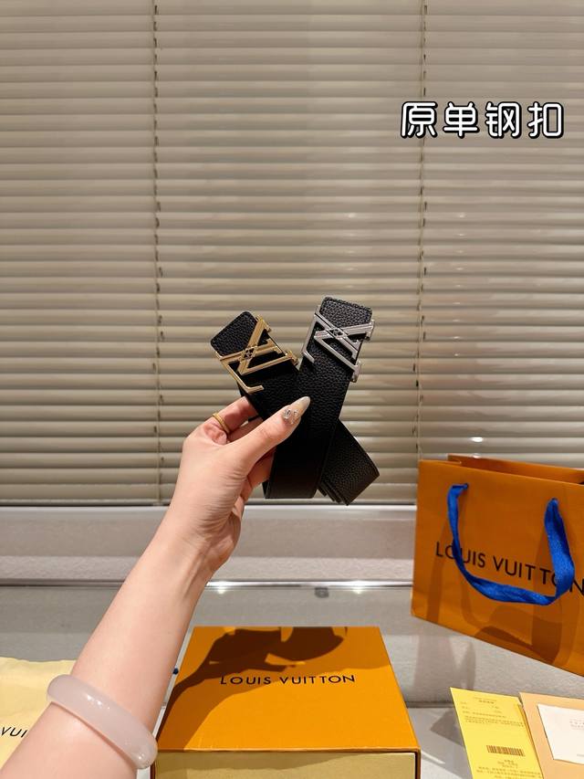 Steel Buckle High Version Belt Lv Cowhide Belt Popular Style Unisex Belt The Mos