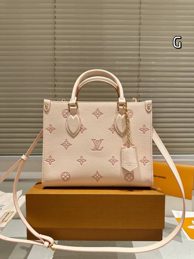 Cowhide Version Lv New Light Milk Strawberry Onthego Tote Bag Classic Bag Shape