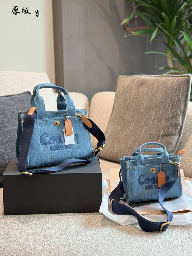 Top Original Coach New Denim Cargo Tote S New Denim Cargototed 20Cm 25Cm With Bo