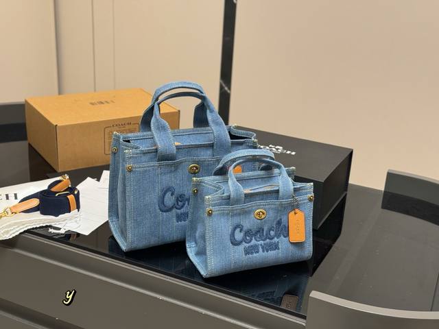 With Box Coach Cargo Tote Denim Tote Bag The Long-Awaited Denim Series Is Finall