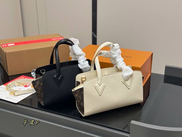 With Folding Box Airplane Box Lv Varenne Handbag Cowhide Stitching Classic Old F