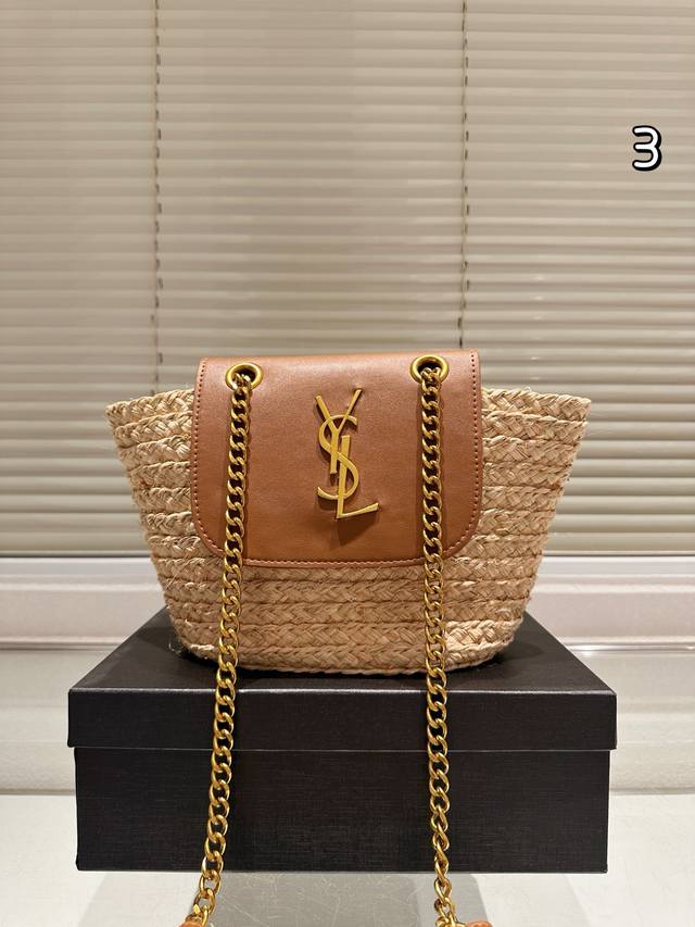 With Gift Box Size 21.17Cm Ysl Straw Bag Why Don