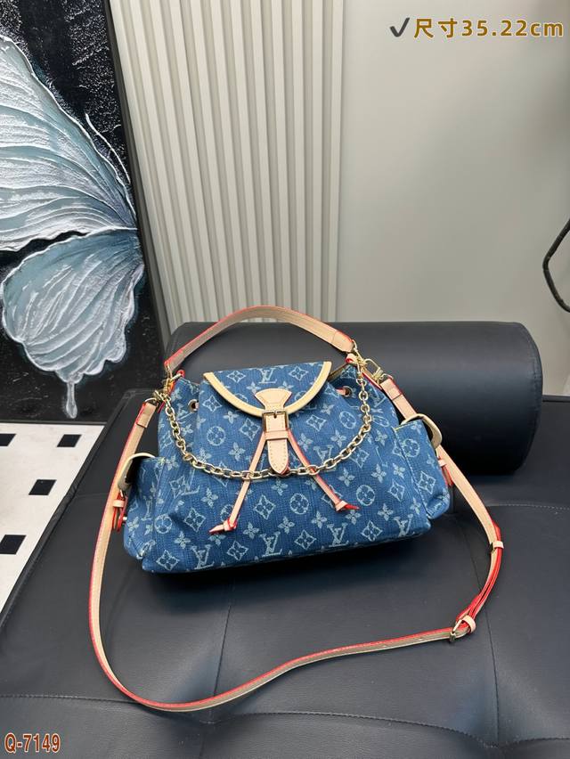 With Folding Box Lv Old Flower Denim Dumpling Bag Lv2025 Autumn And Winter Serie