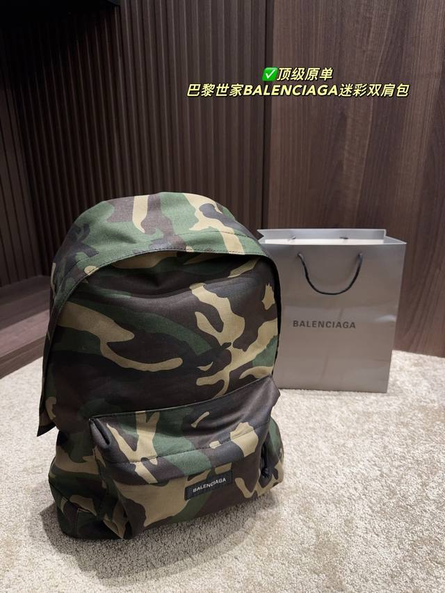 Top Original Size 34.36 Balenciaga Camouflage Backpack It Is Completely Enough T