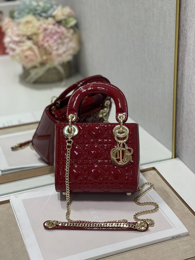 Lady Di.Or Mini original high quality, classic three-grid patent calfskin, can b