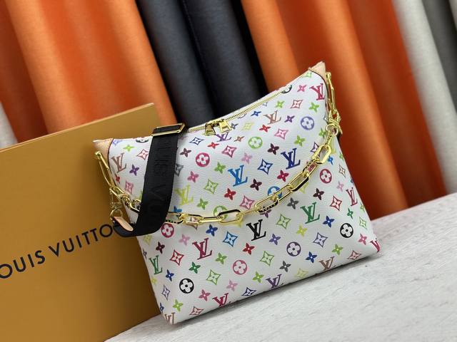 Chip version full set package Lv white tricolor Mini size baguette messenger bag