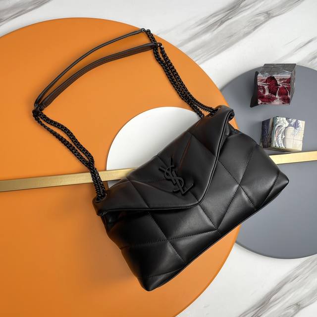 Black black buckle original 29cm_ Loulou Puffer quilted lambskin bag, made of 1