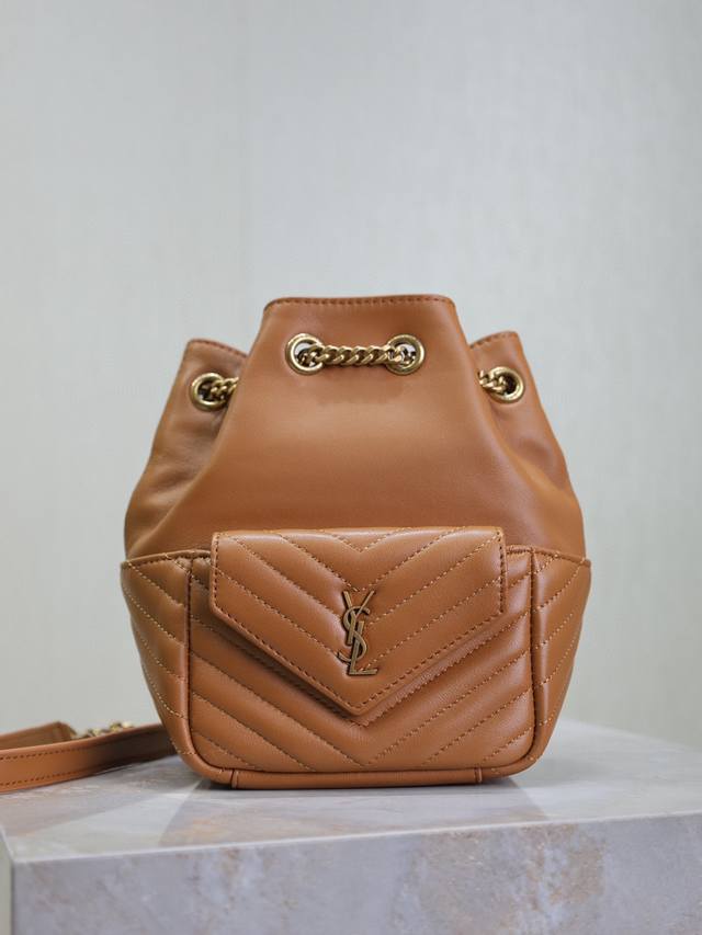 Special price Caramel color Joe_The latest V-quilted mini bucket bag in the coun
