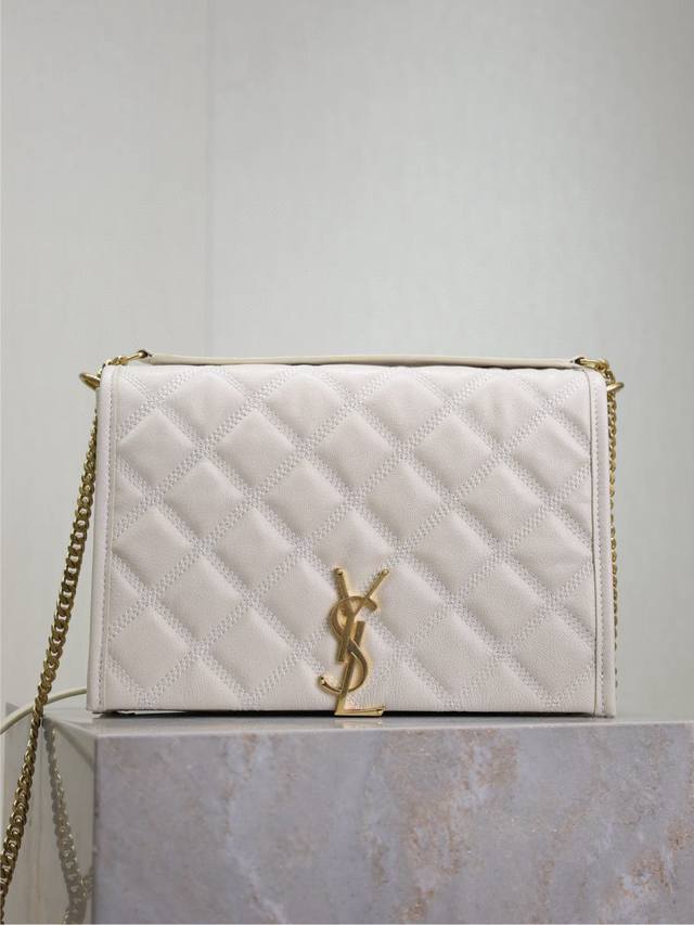Special price White 25cm #Becky diamond quilted lambskin chain bag# Definitely b