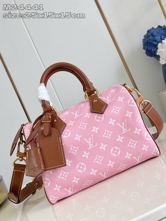Factory Price P Top Original M24441 Pink Brown with Leather This Speedy P400 Ban