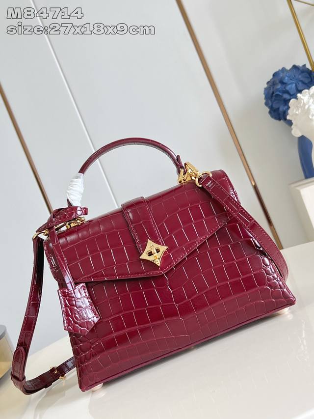 Factory Price P Top Original M84714 Burgundy Glossy Crocodile Pattern Gold Core