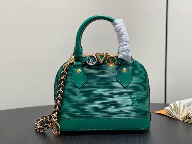 Factory Price P Top Original M14339 Green Chain Water Ripple Shell Bag Alma Mini