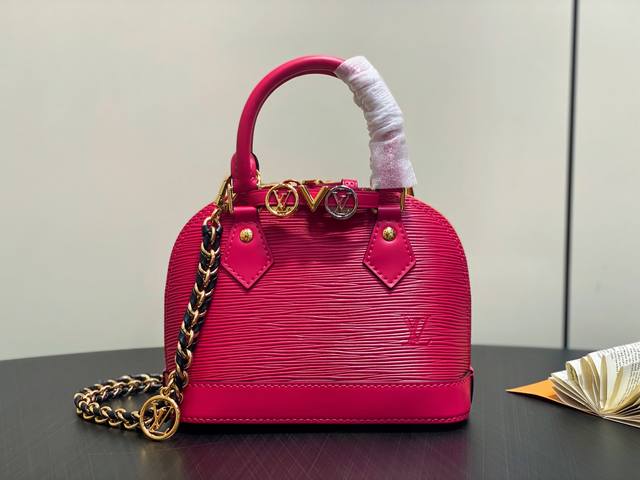 Factory Price P Top Original M14339 Plum Red Chain Water Ripple Shell Bag Alma M