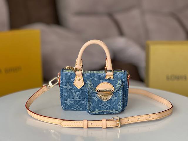 Top original model: M82950 Blue denim pillow bag Speedy series Nano Speedy handb