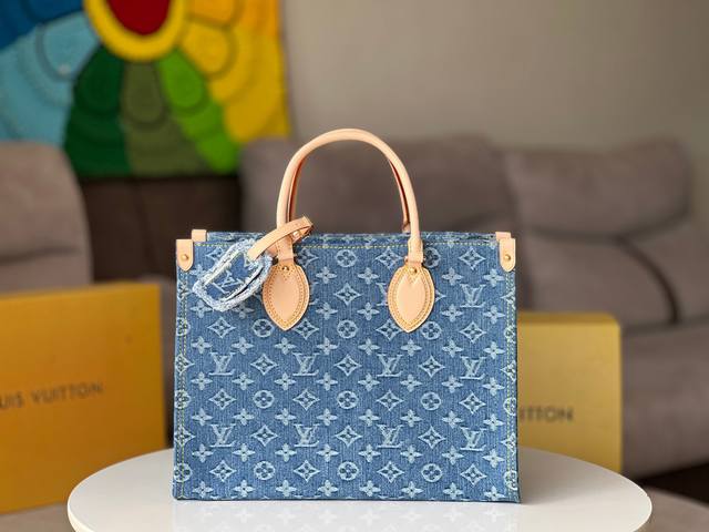 Premium Original Model: M46871 Blue Denim Square Bag Collection Onthego Medium H