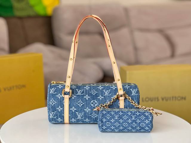 All-steel hardware Original leather Model: M46830 Denim mother-and-child bag Top