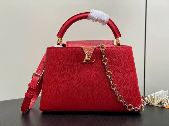 Original boutique M12936 Red chain full leather Cap Na Ying style Capucines medi
