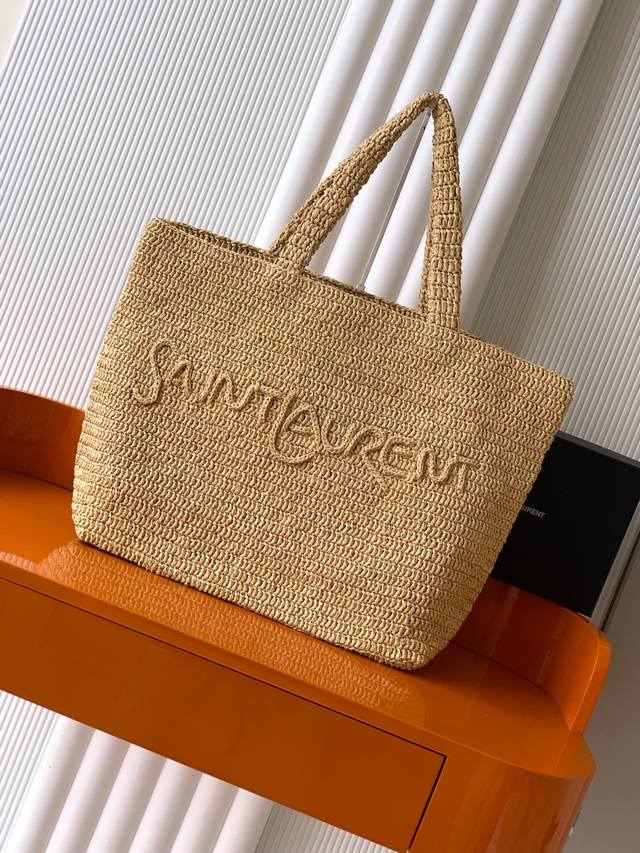 P Exclusive background apricot woven tote bag A brand new simple and fashionable