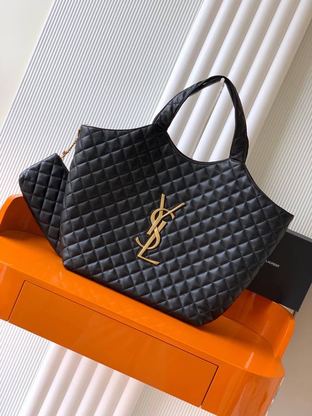 P Exclusive background large black sheepskin gold Icare tote bag ~ shopping bag,