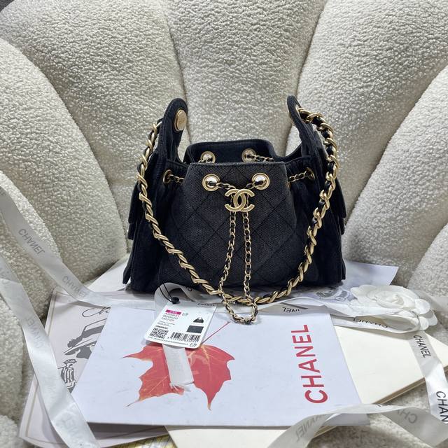 Mini 5631 Ohanel25A Spring and Summer Denim New Hippie Shiny Black and Gold Casu