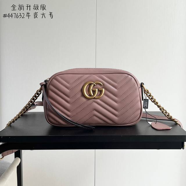 Upgraded version real shot# Model: 447632 nude pink Size: 24*13*7 cowhide Gg Mar