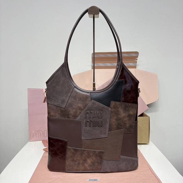 5Bg231, heather color patchwork leather Miu's new Isetan limited edition tote ba
