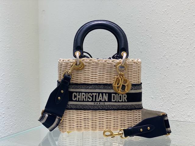 Dior Dior top imported original wicker Lady Dior bag bamboo basket black The new