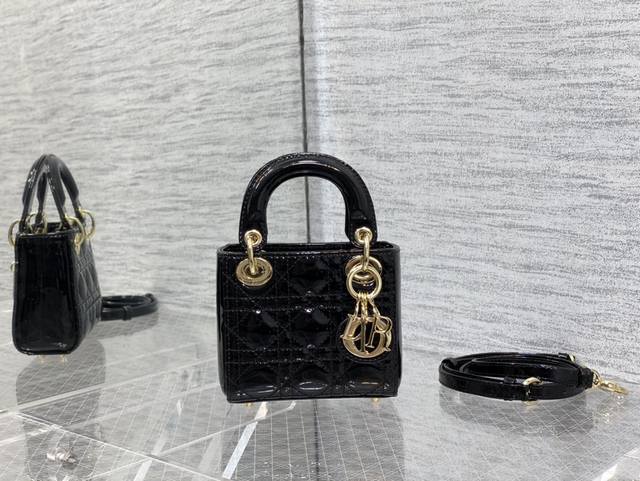 Dior 1:1 counter genuine top imported original cowhide mini patent leather Lady
