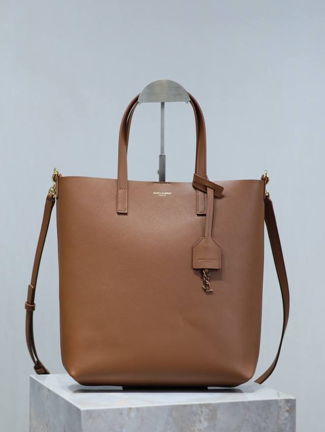 Genuine Shopping Tote Bag_Vertical Shopping Tote with Shoulder Strap Simple and