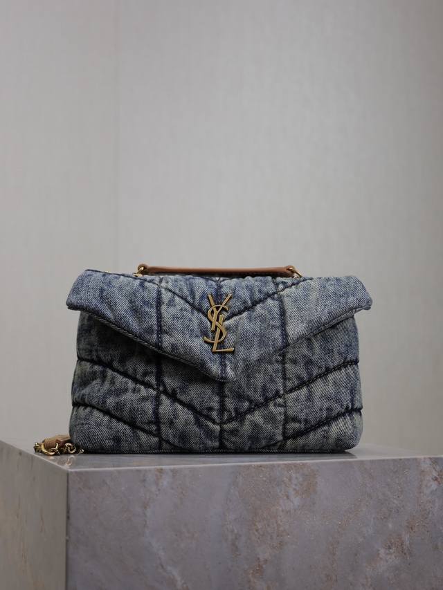 Authentic Denim with suede 23cm Loulou Puffer is on fire_ Especially this series