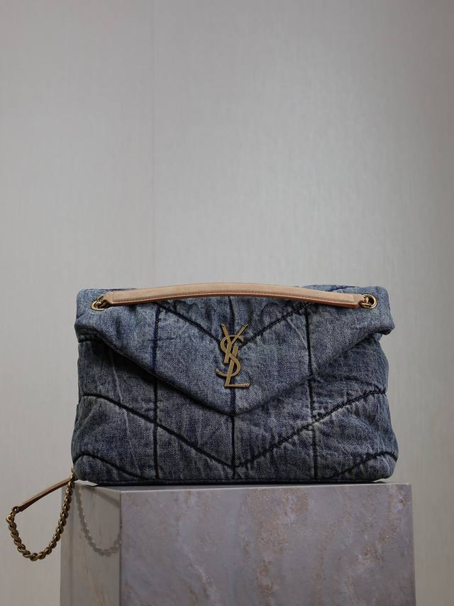 Authentic Denim with suede 35cm Loulou Puffer is on fire_ Especially this series