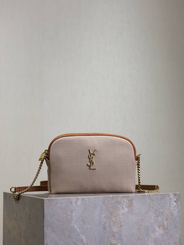 Genuine canvas with cowhide gold buckle Gaby_chain bag This shell bag from Y is