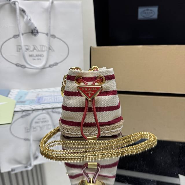 Top Original Mini Bucket 1Nr016 Striped Style This mini bag is a new interpretat