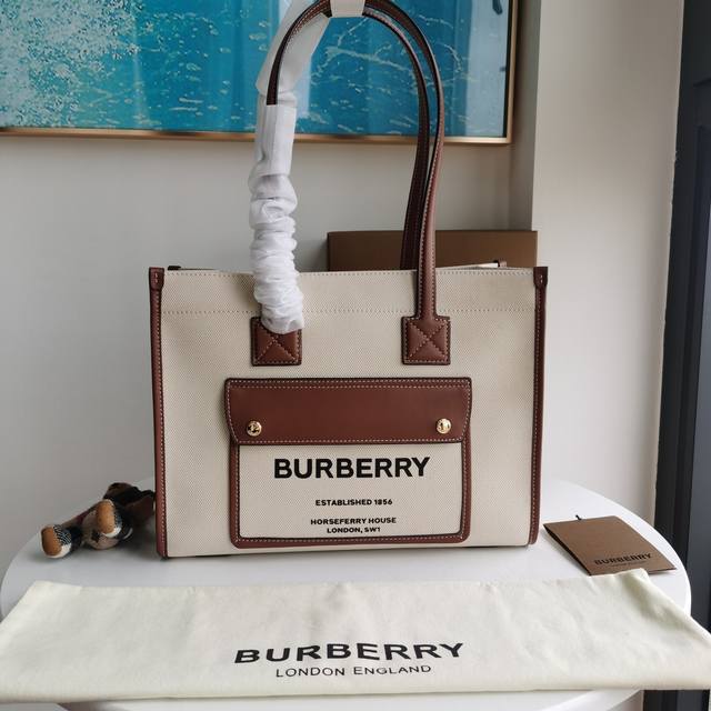 Small two-tone canvas and leather Freya Italian crafted tote bag, made of topsti