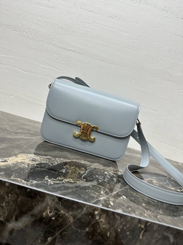 Triomphe medium hand-rubbed calfskin shoulder bag with steel hardware 100% calfs