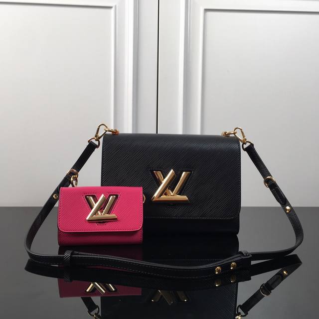 M59885 Black with Rose Red Top Original This Twist Medium Handbag uses the iconi