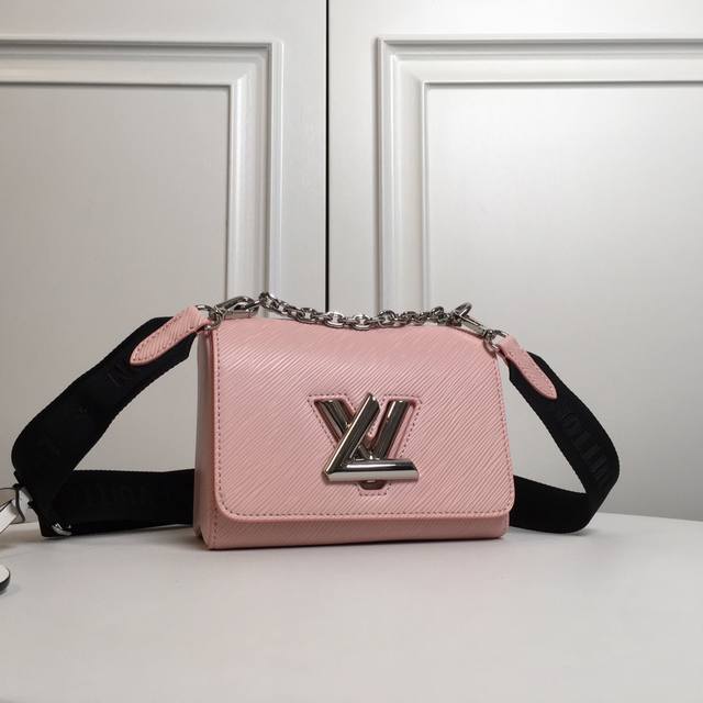 M56887 Pink Top Original Twist Small Handbag is renovated in white Epi grain lea