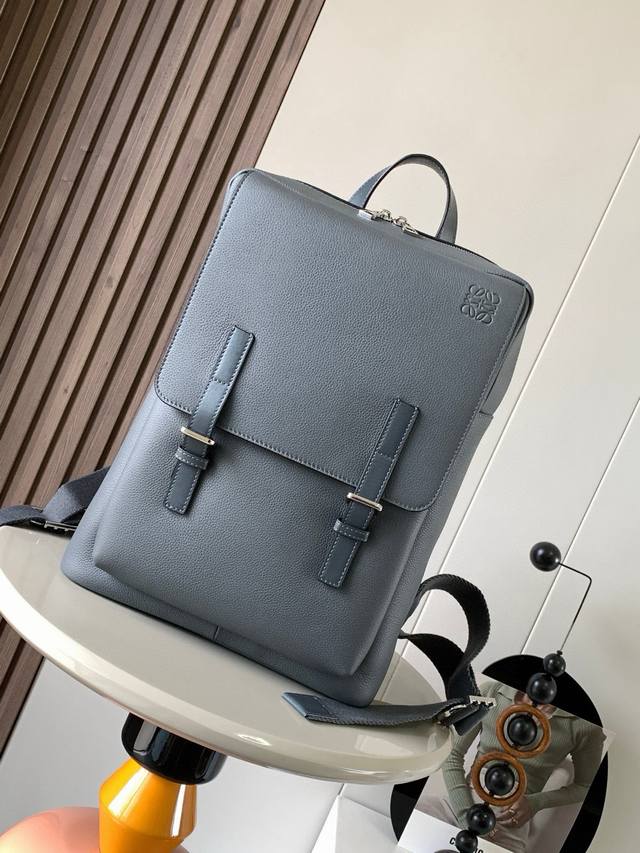 Soft grained cow leather military backpack The Military Backpack is a spacious a