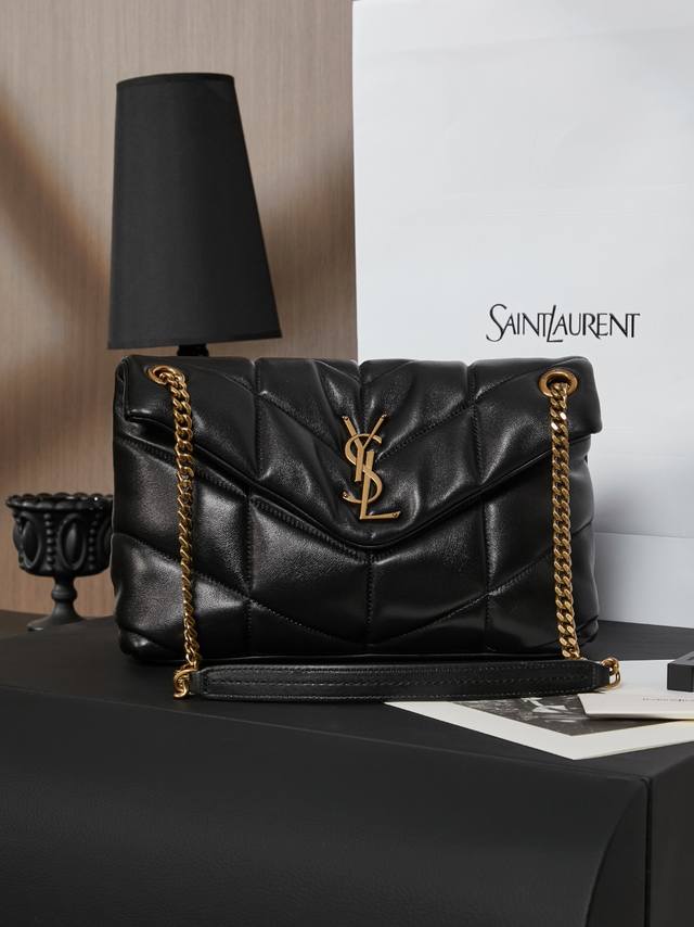Original leather full set original packaging 29cm black gold buckle Loulou Puffe