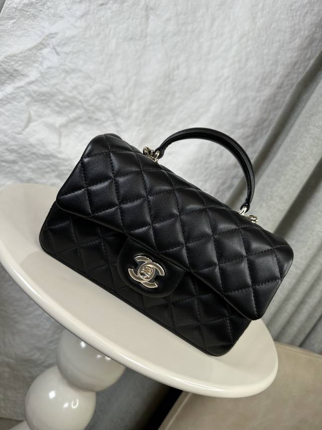 Chanel 21K latest Mini Cf Handle handbag As2431 Classic diamond flap bag decorat