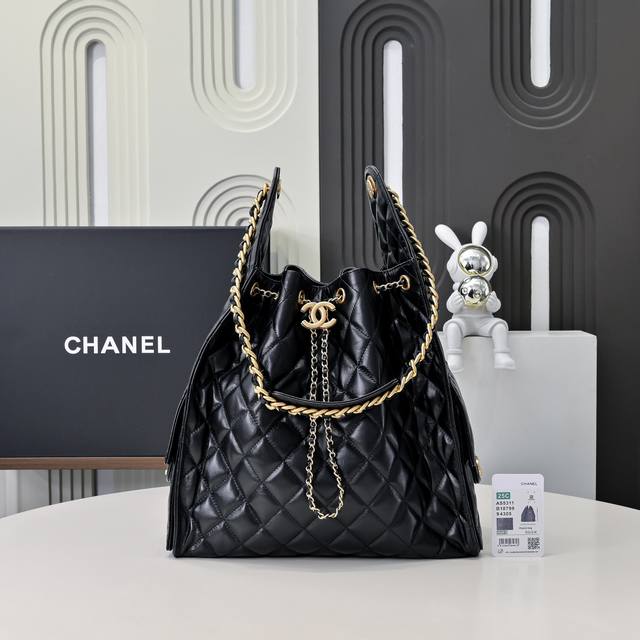 25P waxed cowhide hip-hop bag Chanel Hobo underarm bag hippie underarm bag small