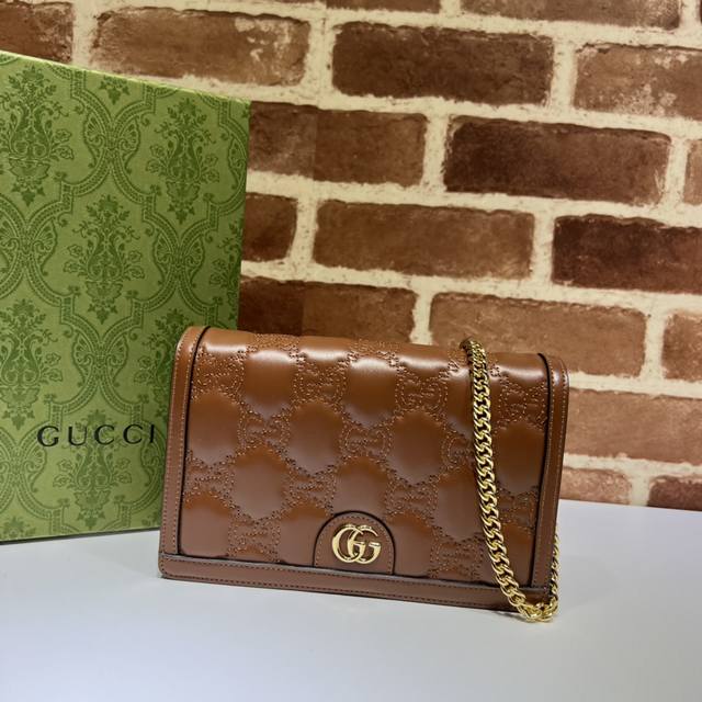 chain bag counter quality, top original goods, real shot! 723787 brown embroider