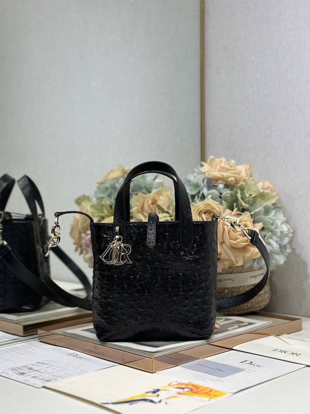 Small Dior Toujours Vertical Ostrich Black This Dior Toujours Vertical is a styl