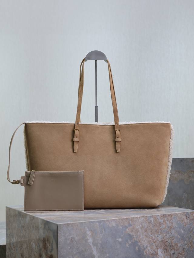 Apricot lamb wool Shopping Tote Bag_Shopping bag The feeling of autumn and winte