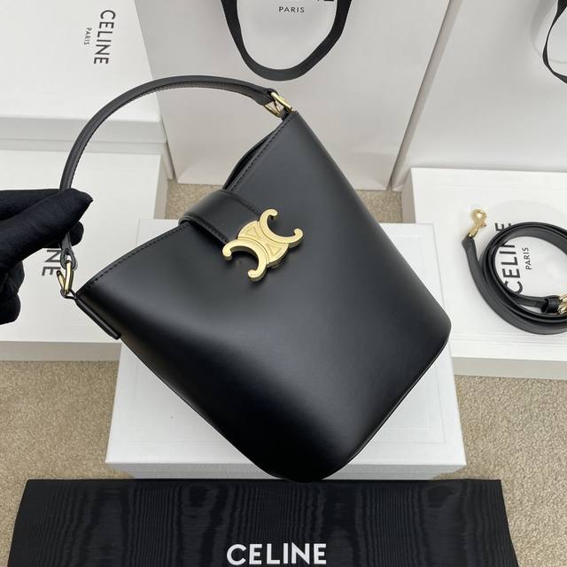 Louise small smooth calfskin handbag Calfskin sheepskin lining Gold finish Hand,
